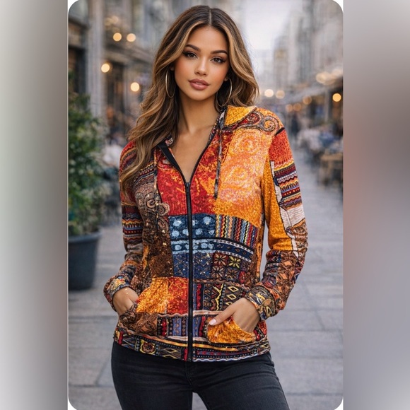 Chaudry Jackets & Blazers - 🌺RARE Chaudry Sport Sequin Patchwork Zip-Up Hoodie